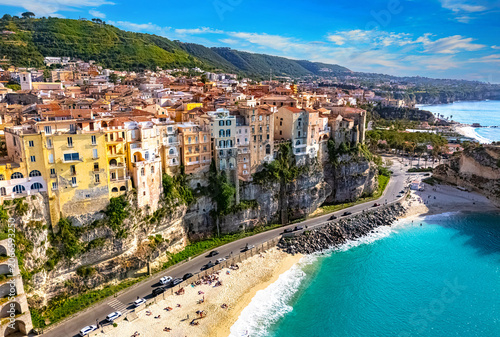 Cuadro en lienzo The city of Tropea in the Province of Vibo Valentia, Calabria, Italy