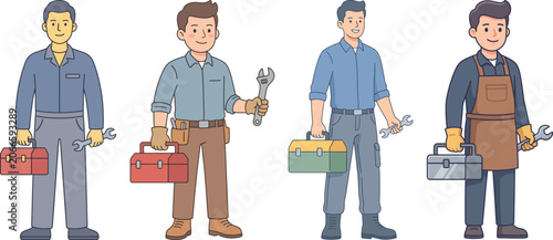Smiling Service Squad: Diverse Dudes Delivering Diligent Deeds with