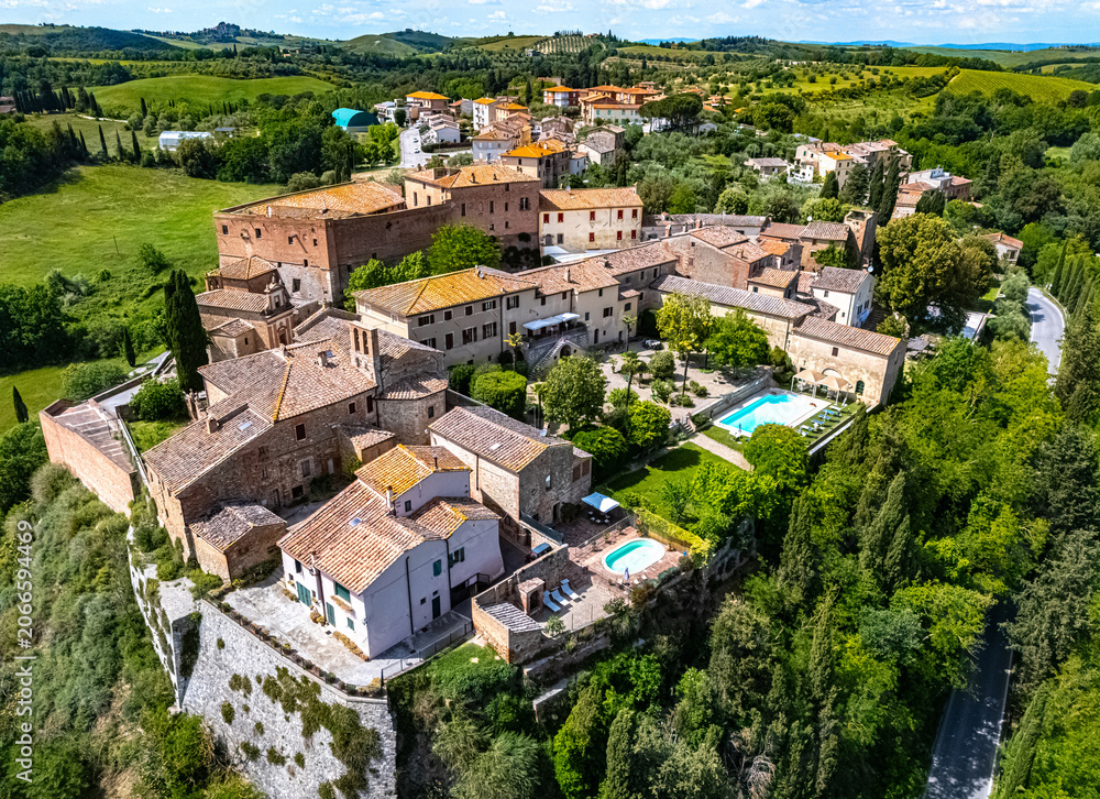 Naklejka premium View of San Giovanni d’Asso near Montalcino, in the province of Siena,Tuscany, Italy