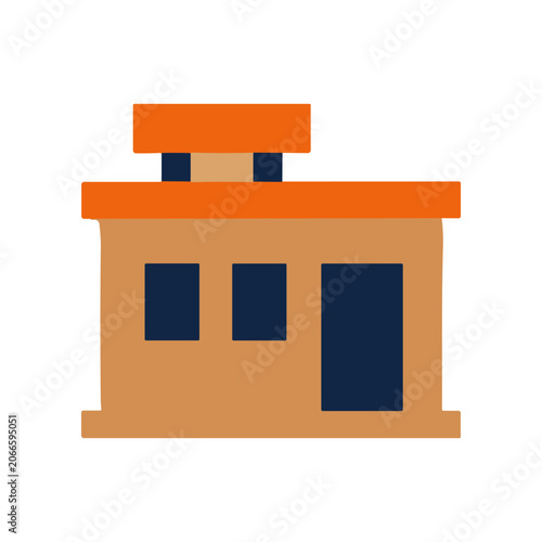 Simple House with Orange Roof.