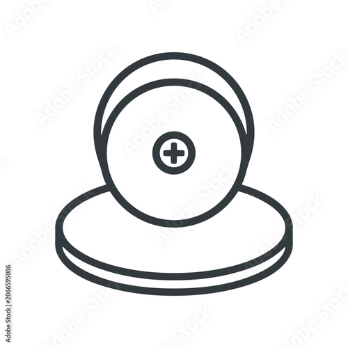 Black and white medical pill icon.