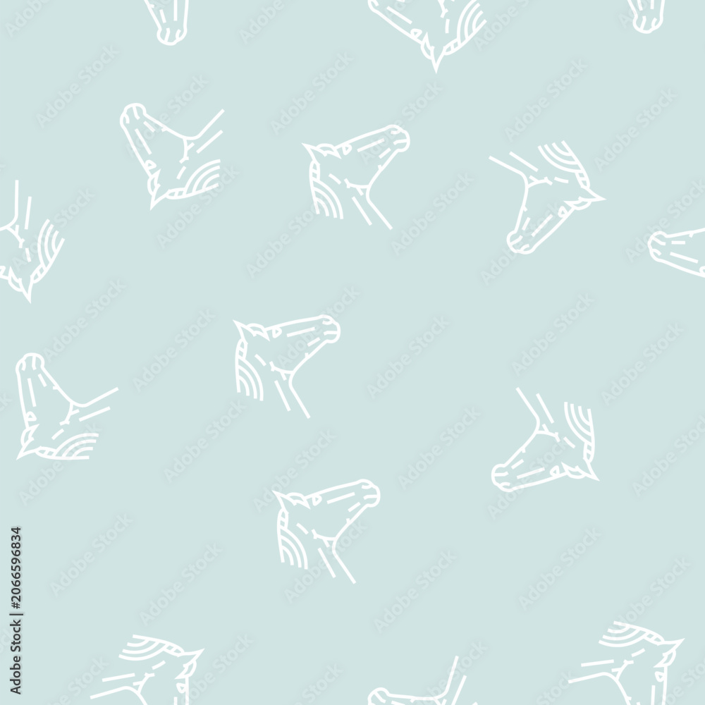 Fototapeta premium horse animal zoo vector line seamless pattern horse animal zoo sign illustration