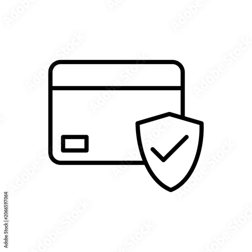 Secure Credit Card Payment Linear Vector Icon
