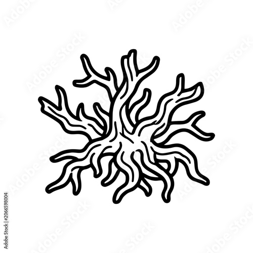 Black and white coral reef drawing.