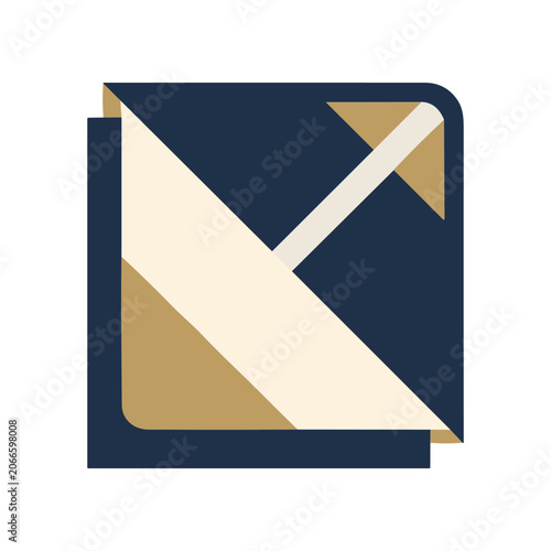 Geometric shape with folded paper design.