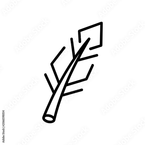 Simple Line Drawing of a Feather.
