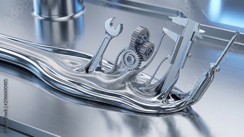 Metallic Fluid with Mechanical Tools and Gears for Industrial Concepts