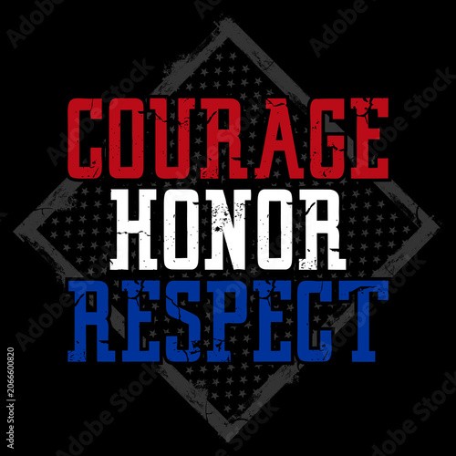 Obraz na plátne Bold letters declare courage, honor, respect