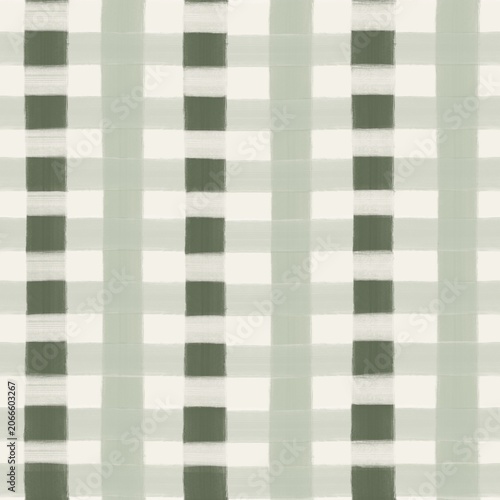 Soft Sage Green Painterly Gingham Seamless Pattern