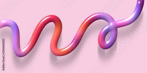 Glossy Gradient Wavy Ribbon Abstract 3D Background in Pink Purple and Coral Colors