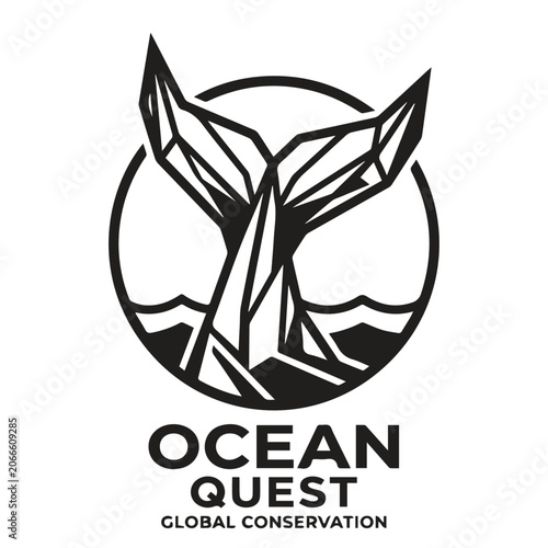 Tableau sur toile Ocean quest global conservation whale tail emblem with conservation, geometric