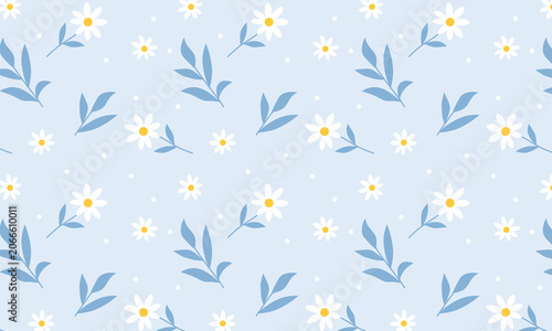 White Blue Daisy Breeze Pattern