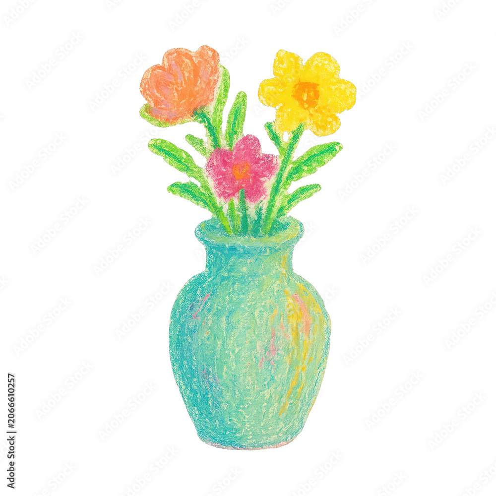 Fototapeta premium PNG Colorful hand-drawn flower vase