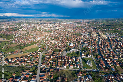 Drone View of Cacak Urban Landscape and Surrounding Countryside