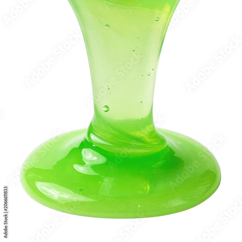 Green liquid pouring isolated on transparent background