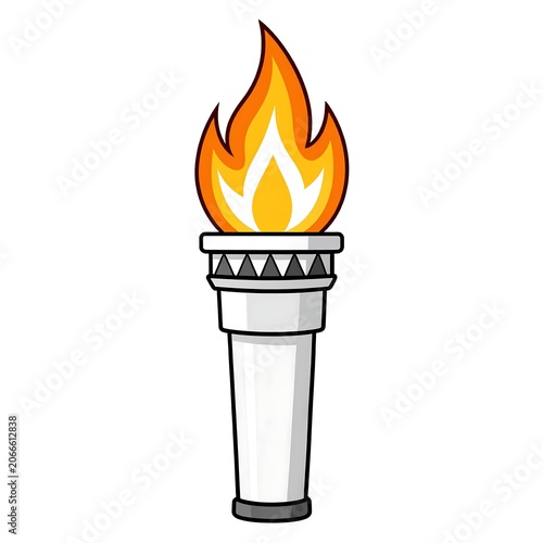 A cartoon illustration of a white torch with a large flame