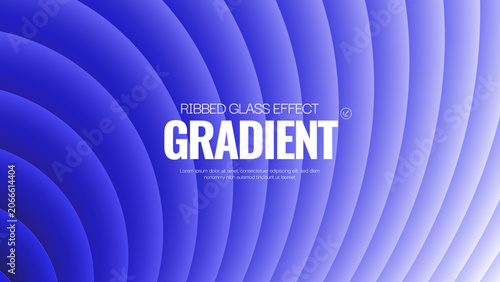 Abstract blue gradient background with ribbed glass effect and circular concentric waves