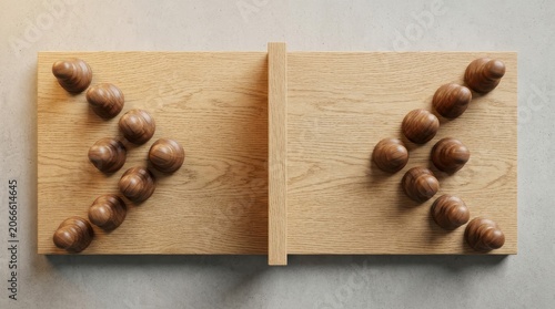 Wooden Strategy Game Pieces Separation Business Planning Competition Concept Oak Boards