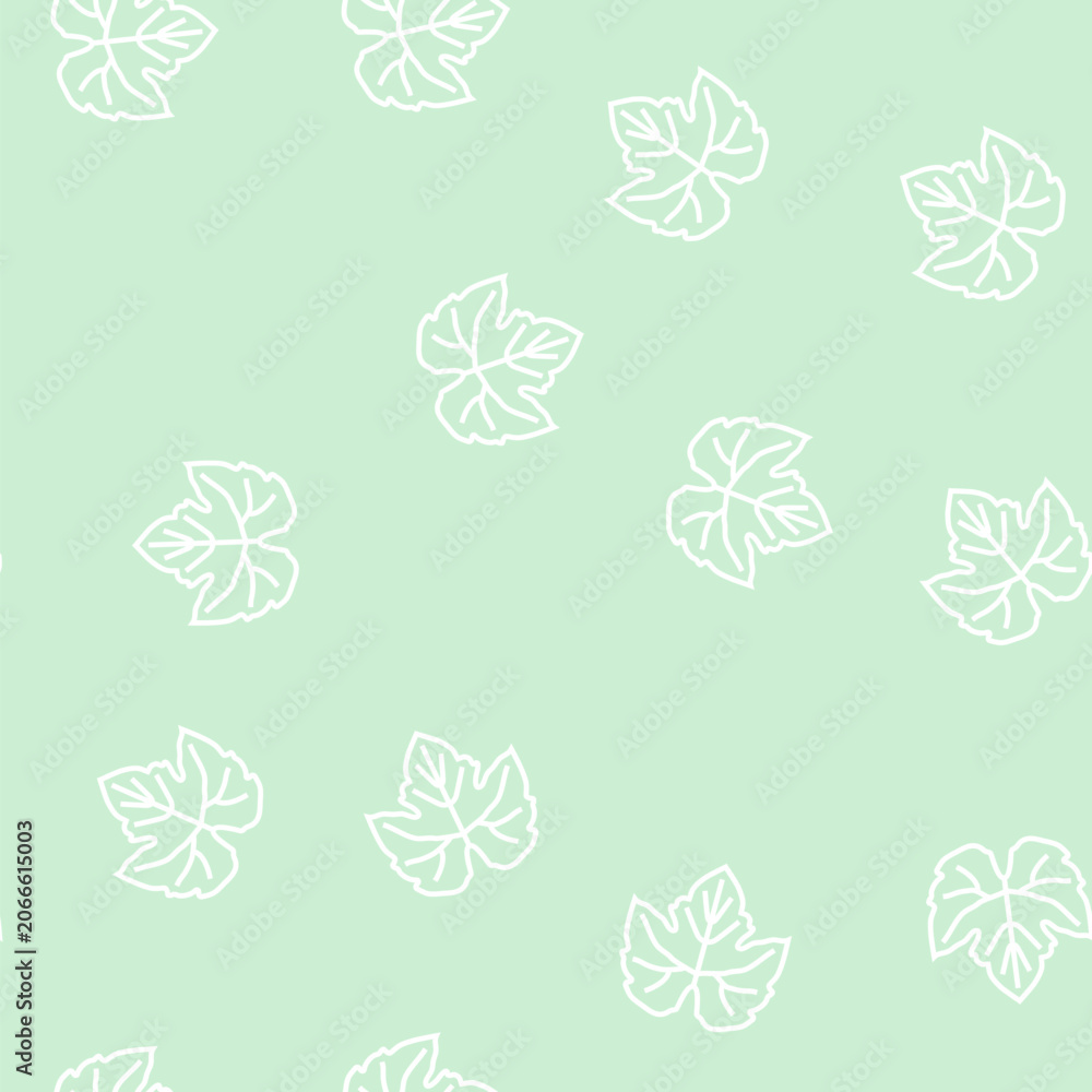Fototapeta premium green leaf grape vector line seamless pattern green leaf grape sign illustration