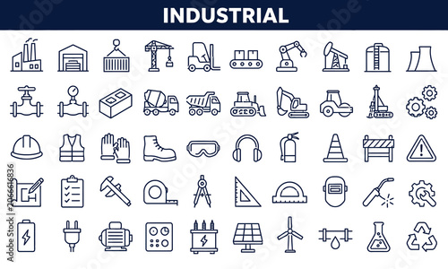 Industrial workplace and safety equipment icon set.