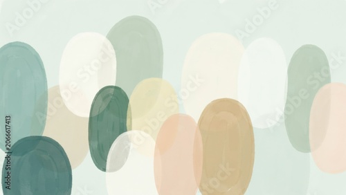 Abstract watercolor background, with overlapping pastel, ovals and soft shapes
