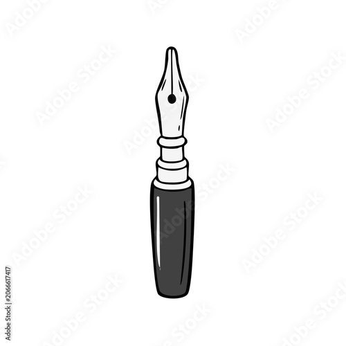 Vintage fountain pen with a silver nib and a dark handle