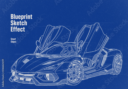 Blueprint Sketch Photo Effect
