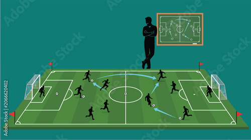 Football Coach Watching Tactical Plan Execute Perfectly on the Pitch