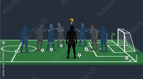 Canvastavla Referee Identifying Guilty Player Among Protesting Footballers