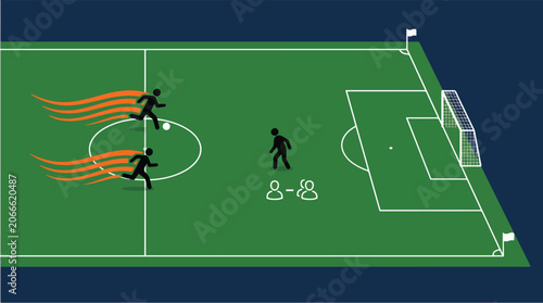 Tableau sur toile Lone Defender Facing Dangerous Counterattack Against Two Attackers