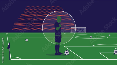 Tableau sur toile Football Player Regaining Focus After Crowd Criticism and Pressure