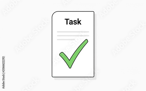 Flat of a document with task heading and green checkmark