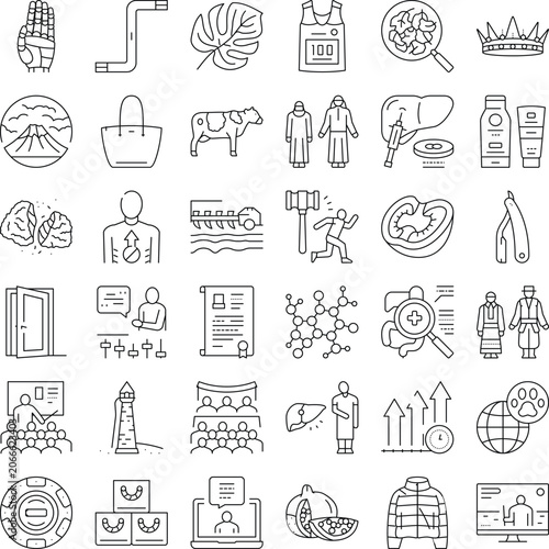 Fotografia Set of assorted linear vector icons representing business, medicine, education,