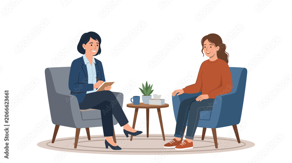 Obraz premium Therapist and patient in session, discussing mental health and well-being in a comfortable office setting