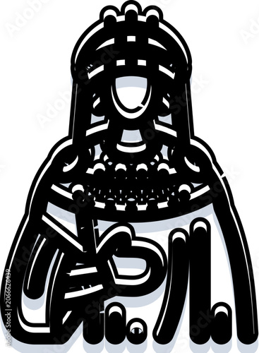 Schilderij op canvas Stylized black and white illustration of an ancient iberian bust, depicting a so