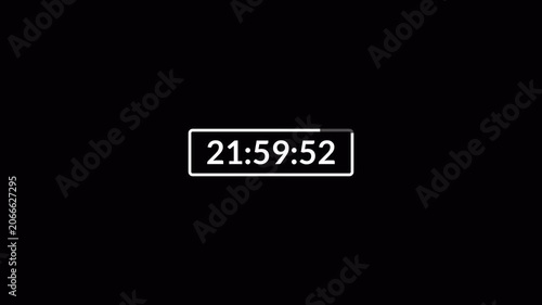 One day countdown timer animation in one minute, 24 hours countdown timer in 60 seconds on a transparent background, Countdown timer in 4k.