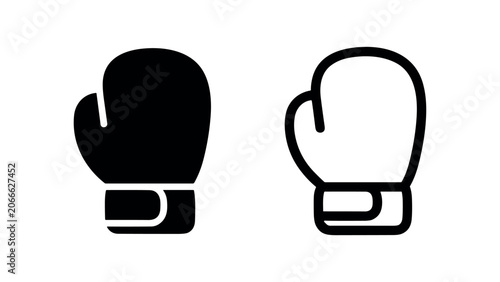 Fotografie Boxing Glove Icon Set - Vector illustration of fight sport equipment symbols for training and competition