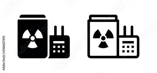 Fotografía Nuclear reactor or power source icon, solid and outline