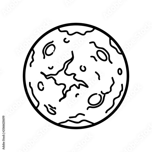 Simple Line Drawing of Moon Surface.