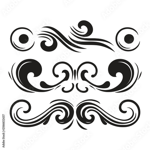 Konstfotografi Vintage Calligraphic Swirls and Decorative Vector Flourishes Set, ai generated