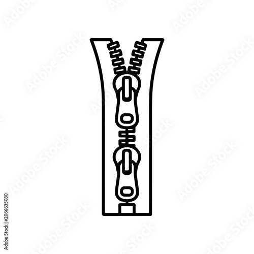 Detailed illustration of metal zipper.