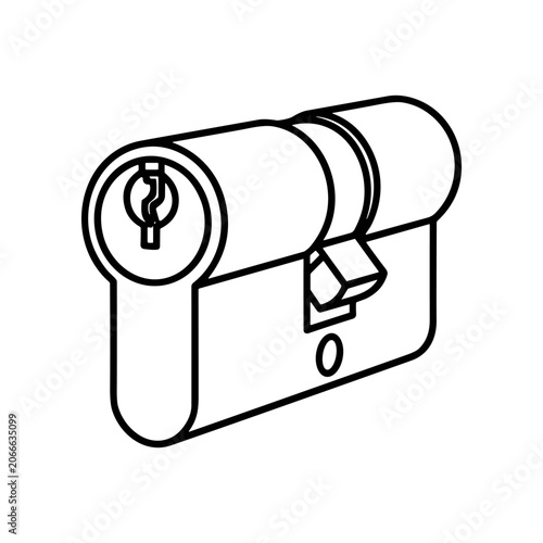 Detailed view of a door lock.