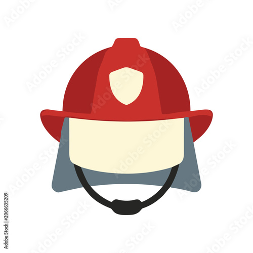 Firefighter helmet with shield emblem.