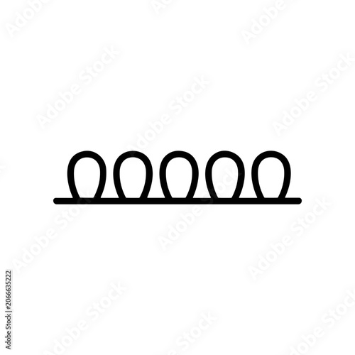 Five black metal loops connected horizontally.