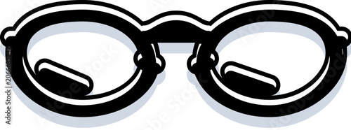 Eyeglasses icon featuring rounded frames and outline style, symbolizing spectacles, vision correction, and intellectual concepts in a simple, readable graphic design
