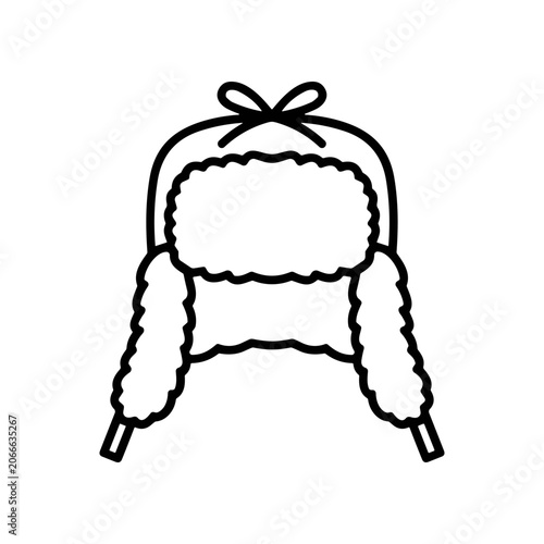 Furry winter hat with earflaps.