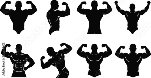 Tableau sur toile Bodybuilding Muscle Flex Silhouette Set Fitness Arm Workout Strong Physique Pos