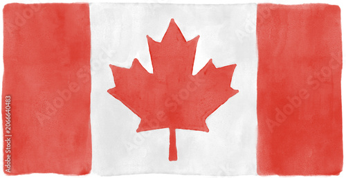 Photography Watercolor Canada flag illustration isolated on white background.