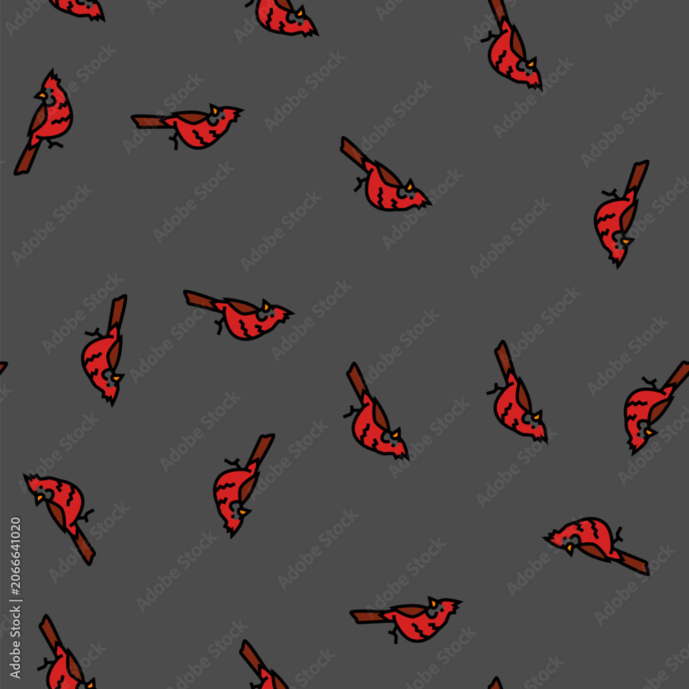 Obraz premium northern cardinal bird exotic vector seamless pattern northern cardinal bird exotic sign illustration