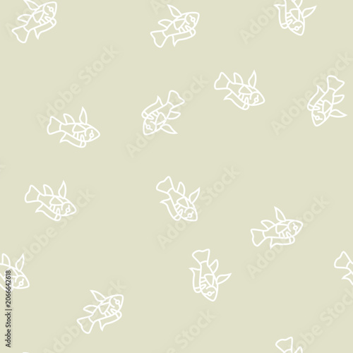 Tableau sur toile ram cichlids fish vector line seamless pattern ram cichlids fish sign illustrati